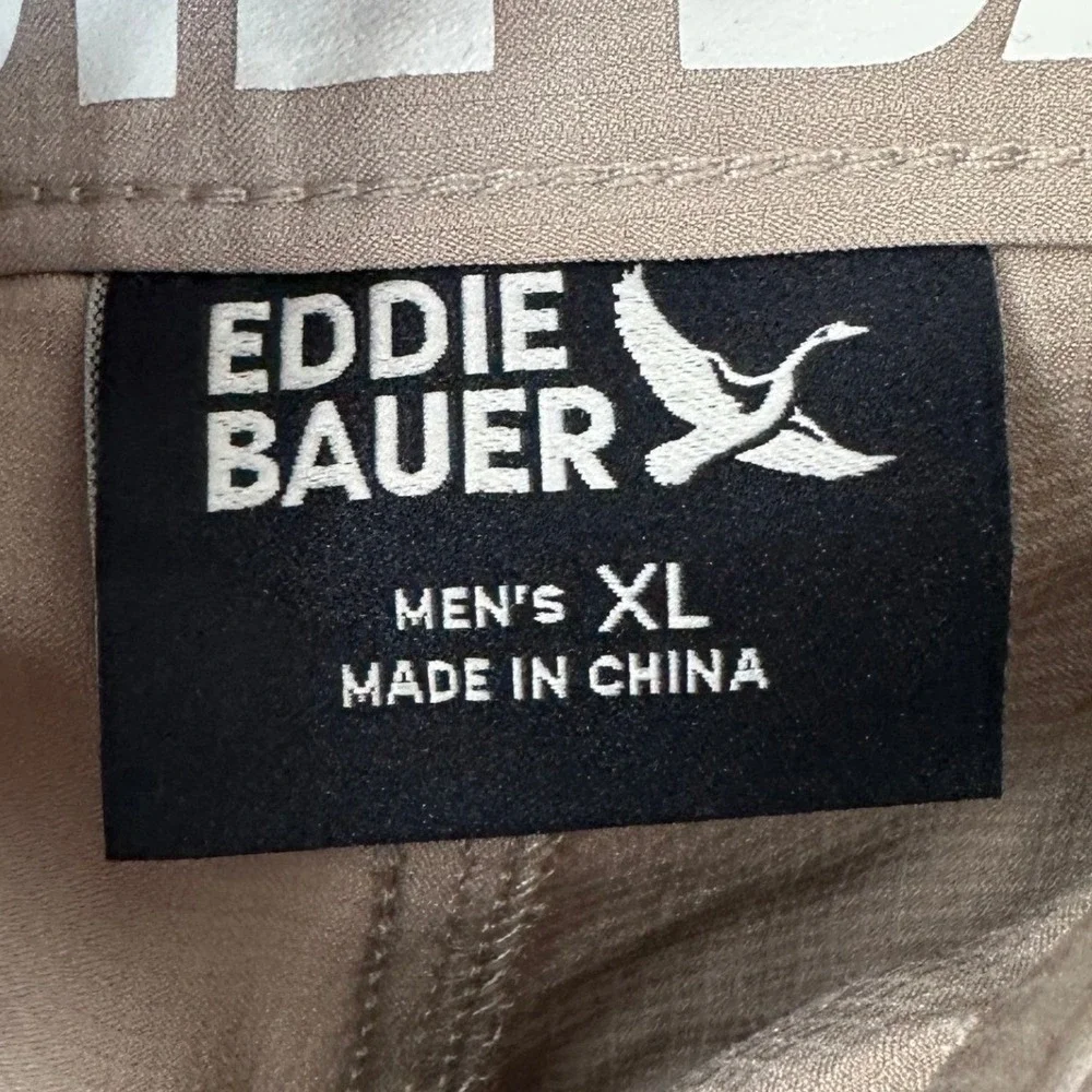 NEW Eddie Bauer Flex Waist Tech Shorts Mens XL Tan Ripstop Hiking Cargo Stretch